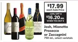 ACME Josh, Mionetto Prosecco or Zaccagnini offer