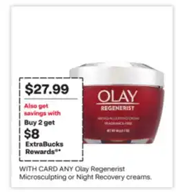 CVS ANY Olay Regenerist Microsculpting or Night Recovery creams offer