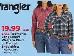 Runnings Women's Long Sleeve Western Plaid or Flannel Snap Shirts offer