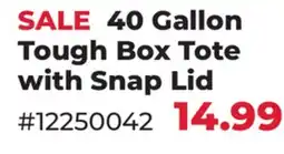 Runnings 40 Gallon Tough Box Tote with Snap Lid offer