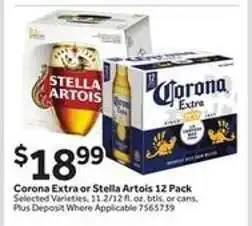Stop&Shop Corona Extra or Stella Artois 12 Pack offer