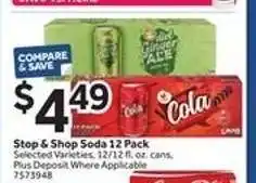 Stop&Shop Stop & Shop Soda 12 Pack offer
