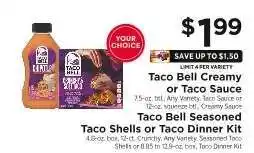 ShopRite Taco Bell Creamy or Taco Sauce / Taco Bell Seasoned Taco Shells or Taco Dinner Kit offer