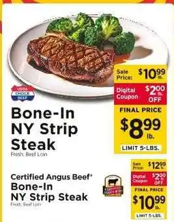 ShopRite Bone-in NY Strip Steak offer