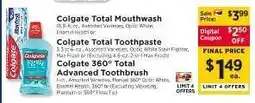 ShopRite Colgate Total Mouthwash, Toothpaste, Toothbrush offer