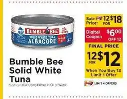 ShopRite Bumble Bee Solid White Tuna offer