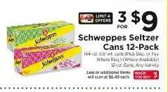 ShopRite Schweppes Seltzer Cans 12-Pack offer