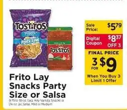 ShopRite Frito Lay Snacks Party Size or Salsa offer