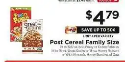 ShopRite Post Cereal Family Size offer