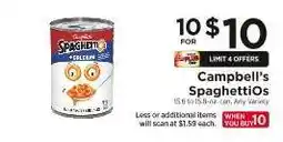 ShopRite Campbell's Spaghettios offer