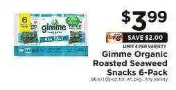 ShopRite Gimme Organic Roasted Seaweed Snacks 6-Pack offer