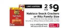 ShopRite Nabisco Snack Crackers or Ritz Family Size offer