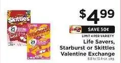 ShopRite Life Savers, Starburst or Skittles Valentine Exchange offer