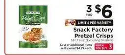 ShopRite Snack Factory Pretzel Crisps offer