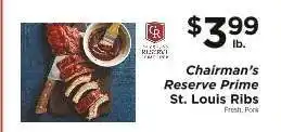 ShopRite Chairman's Reserve Prime St. Louis Ribs offer