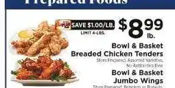 ShopRite Bowl & Basket Breaded Chicken Tenders / Bowl & Basket Jumbo Wings offer