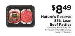 ShopRite Nature’s Reserve 85% Lean Beef Patties offer