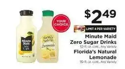 ShopRite Minute Maid Zero Sugar Drinks / Florida's Natural Lemonade offer