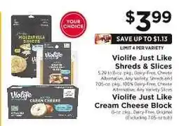ShopRite Violife Just Like Shreds & Slices / Cream Cheese Block offer