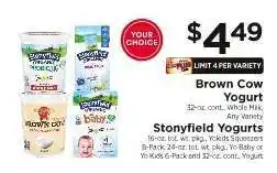 ShopRite Brown Cow Yogurt / Stonyfield Yogurts offer