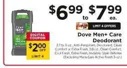 ShopRite Dove Men+Care Deodorant offer