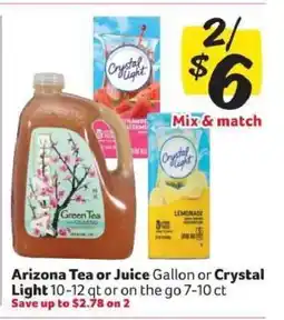 Winn Dixie Arizona Tea or Juice Gallon or Crystal Light offer