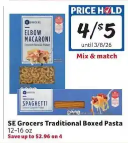 Winn Dixie SE Grocers Traditional Boxed Pasta offer