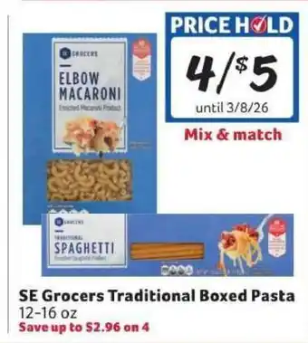 Winn Dixie SE Grocers Traditional Boxed Pasta offer