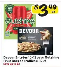 Winn Dixie Devour Entrées or Outshine Fruit Bars or Frollies offer