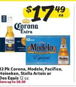 Winn Dixie 12 Pk Corona, Modelo, Pacifico, Heineken, Stella Artois or Dos Equis offer