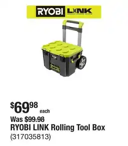 The Home Depot RYOBI LINK Rolling Tool Box offer