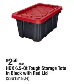 The Home Depot HDX 6.5-Qt Tough Storage Tote in Black with Red Lid offer