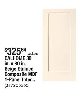 The Home Depot CALHOME 30 in. x 80 in. Beige Stained Composite MDF 1-Panel Interior Barn Door Slab offer