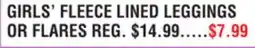 Dunham's Sports GIRLS' FLEECE LINED LEGGINGS OR FLARES offer