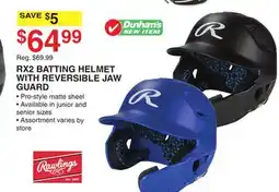 Dunham's Sports RX2 BATTING HELMET WITH REVERSIBLE JAW GUARD offer