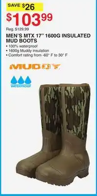 Dunham's Sports MEN'S MTX 17 1600G INSULATED MUD BOOTS offer