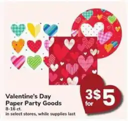 Safeway Valentine's Day Paper Party Goods offer