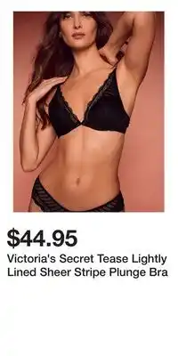 Victoria's Secret Victoria's Secret Tease Lightly Lined Sheer Stripe Plunge Bra offer