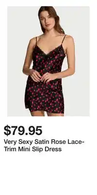 Victoria's Secret Very Sexy Satin Rose Lace-Trim Mini Slip Dress offer