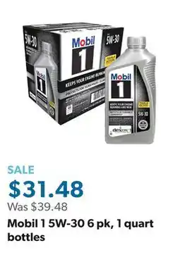 Sam's Club Mobil 1 5W-30 6 pk, 1 quart bottles offer