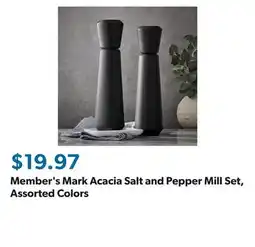 Sam's Club Member's Mark Acacia Salt and Pepper Mill Set, Assorted Colors offer