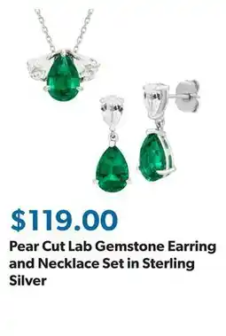 Sam's Club Pear Cut Lab Gemstone Earring and Necklace Set in Sterling Silver offer