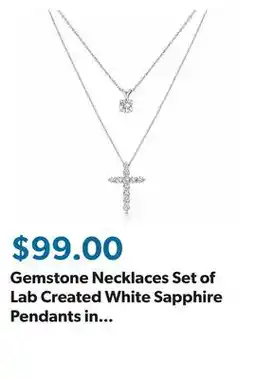 Sam's Club Gemstone Necklaces Set of Lab Created White Sapphire Pendants in Sterling Silver offer