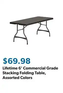 Sam's Club Lifetime 6' Commercial Grade Stacking Folding Table, Assorted Colors offer