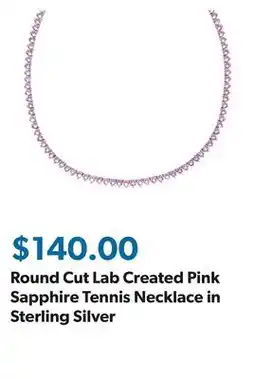 Sam's Club Round Cut Lab Created Pink Sapphire Tennis Necklace in Sterling Silver offer