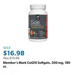 Sam's Club Member's Mark CoQ10 Softgels, 200 mg, 180 ct offer