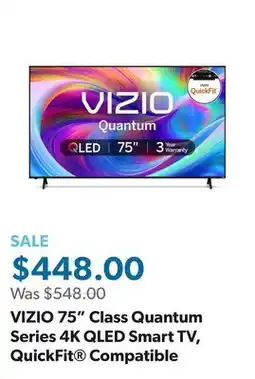 Sam's Club VIZIO 75 Class Quantum Series 4K QLED Smart TV, QuickFit Compatible offer