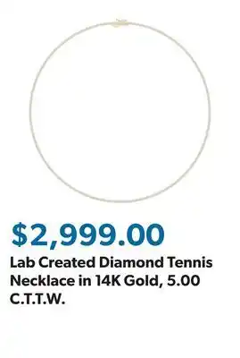 Sam's Club Lab Created Diamond Tennis Necklace in 14K Gold, 5.00 C.T.T.W offer