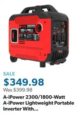 Sam's Club A-iPower 2300/1800-Watt A-iPower Lightweight Portable Inverter With CO Sensor + Telescopic Handle offer