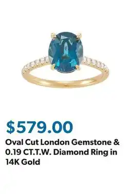 Sam's Club Oval Cut London Gemstone & 0.19 CT.T.W. Diamond Ring in 14K Gold offer